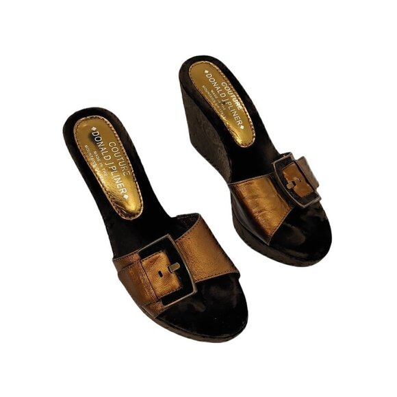 COUTURE DONALD J PLINER Bronze Leather and Velvet - Picture 3 of 12